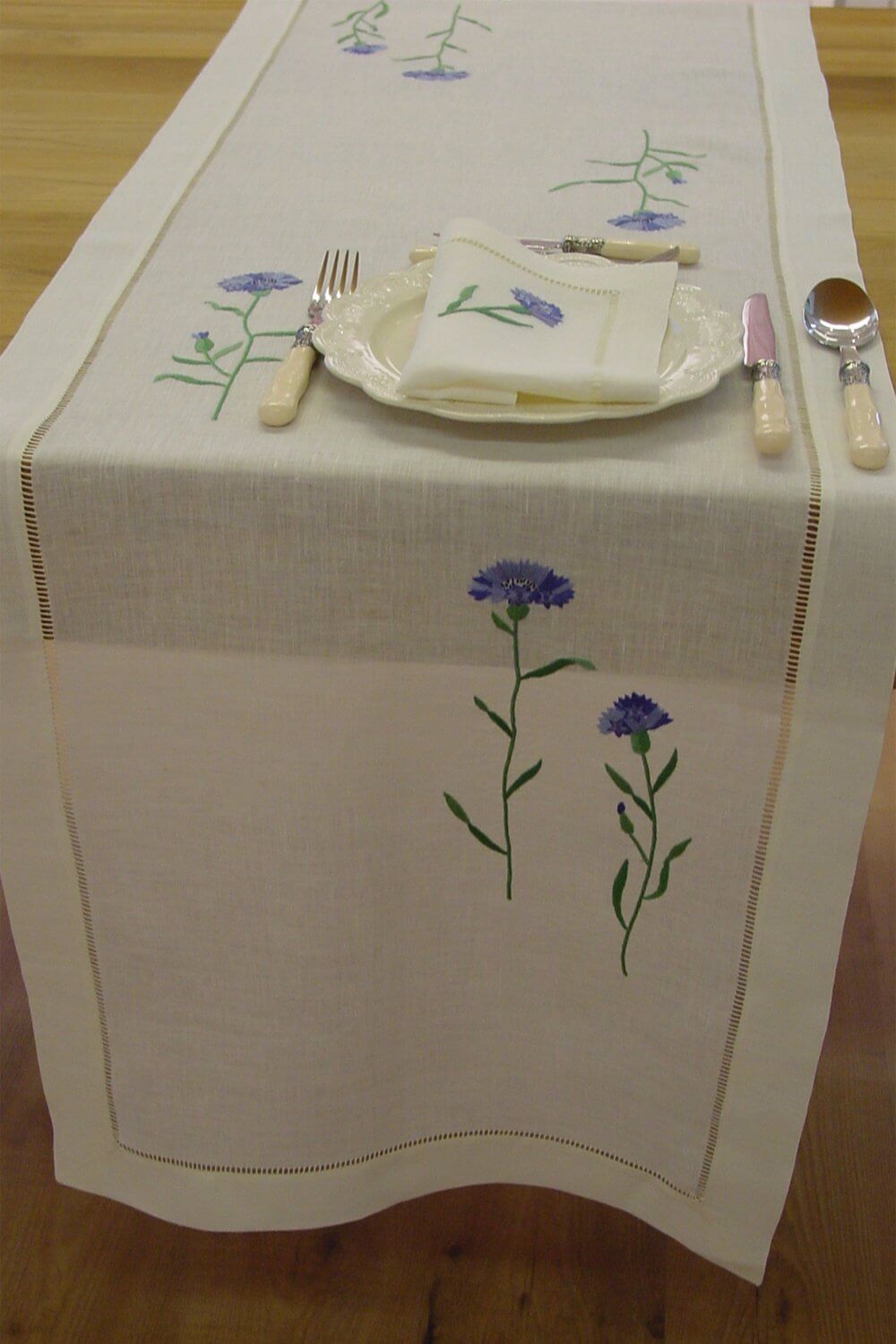 Tischläufer Leinen 50x180cm Kornblume