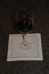 Cocktail Servietten Naturleinen mit Hohlsaum 12x12cm