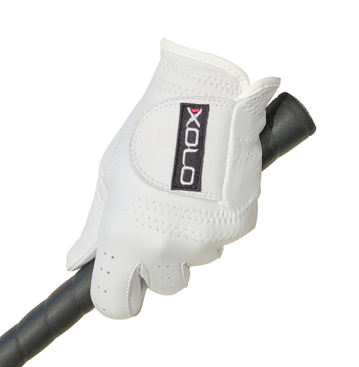Golfhandschuhe Leder Xolo CabrettaPro Herren weiß Abbildung mit Griff. 
