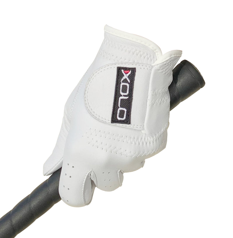 Golfhandschuhe Leder Xolo CabrettaPro Herren weiß Abbildung mit Griff. 