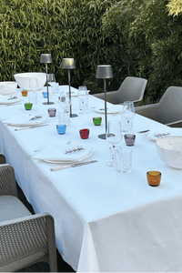 Tischdecken weiß Como - 2cm Saum - Briefecke