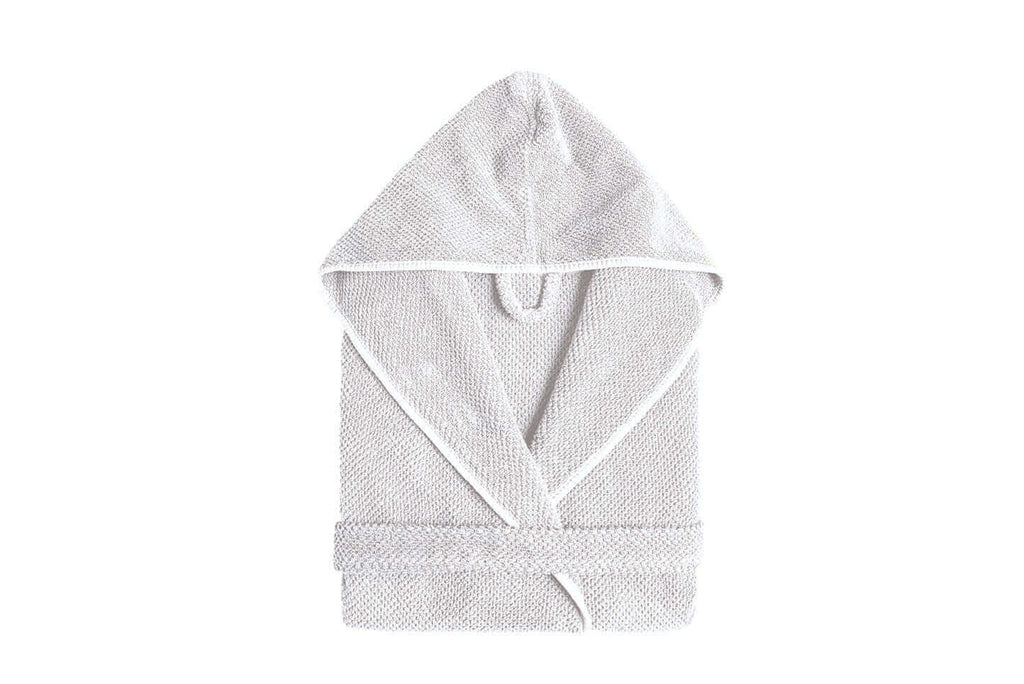 Bademantel Bee Waffle mit Kapuze White