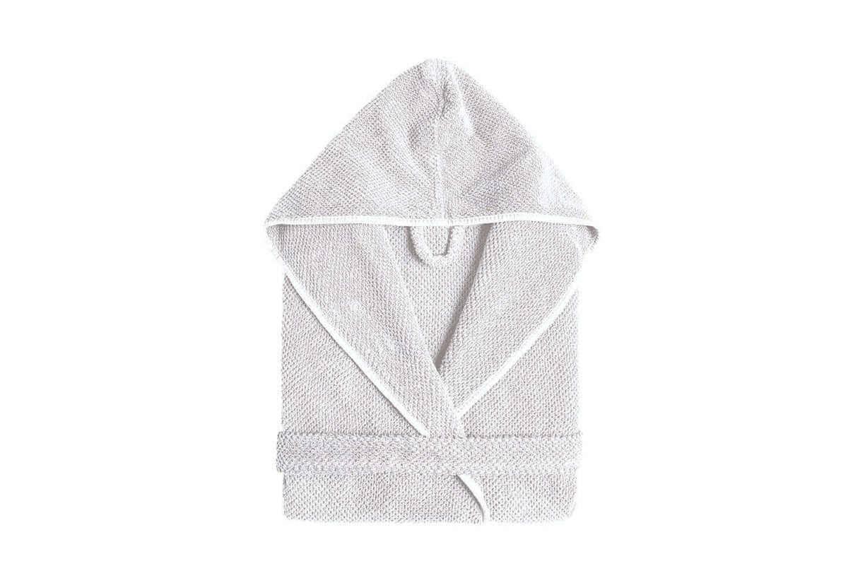 Bademantel Bee Waffle mit Kapuze White