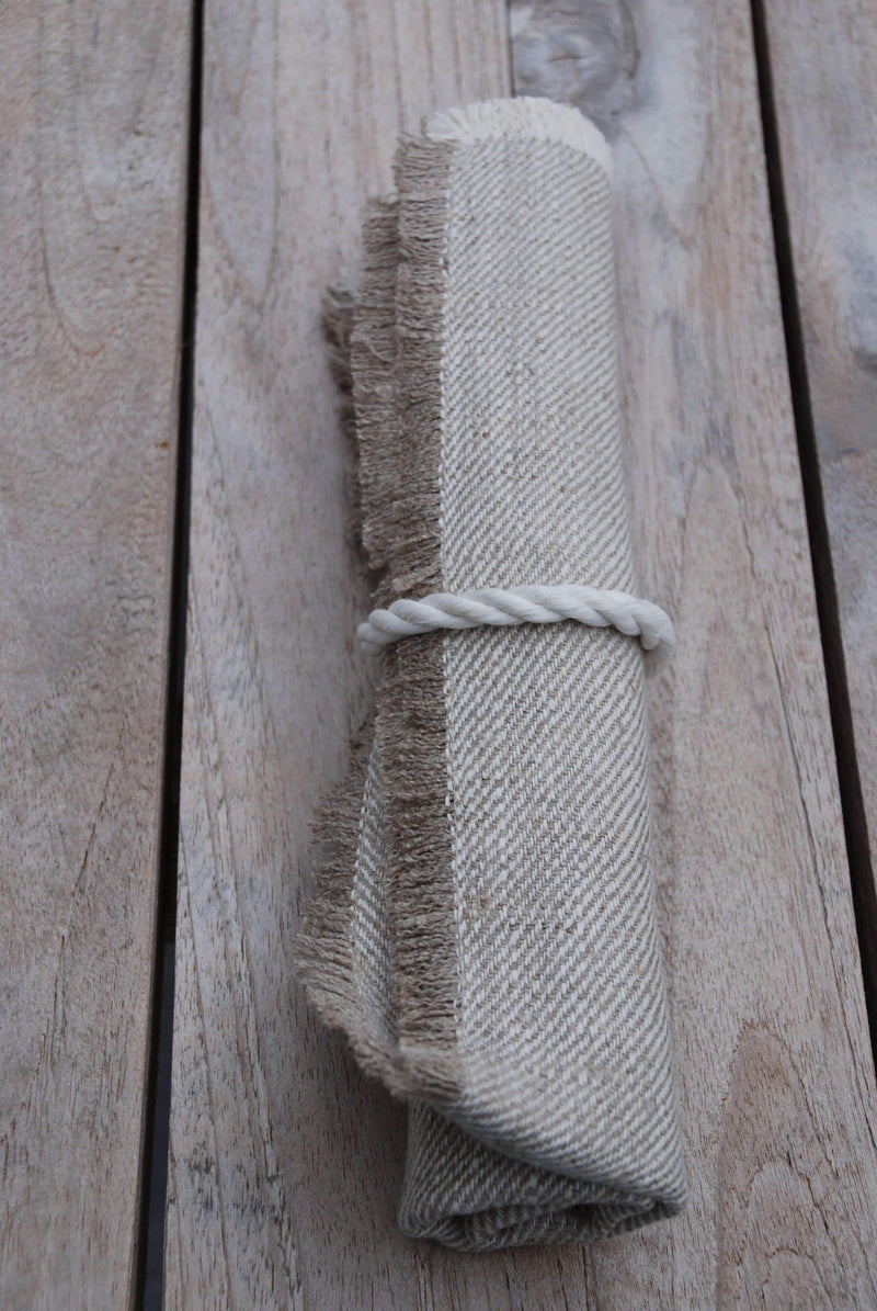 Leinen Serviette natur mit Serviettenring Design Ibiza