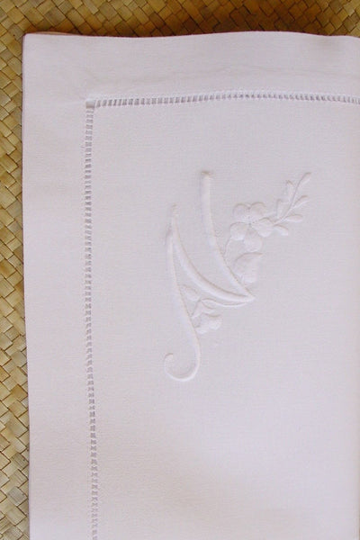 handgestickte Monogramm Stoffserviette Baumwolle weiß mit Buchstabe N