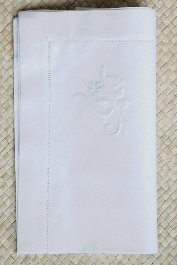 handgestickte Monogramm Stoffserviette Baumwolle weiß mit Buchstabe Y