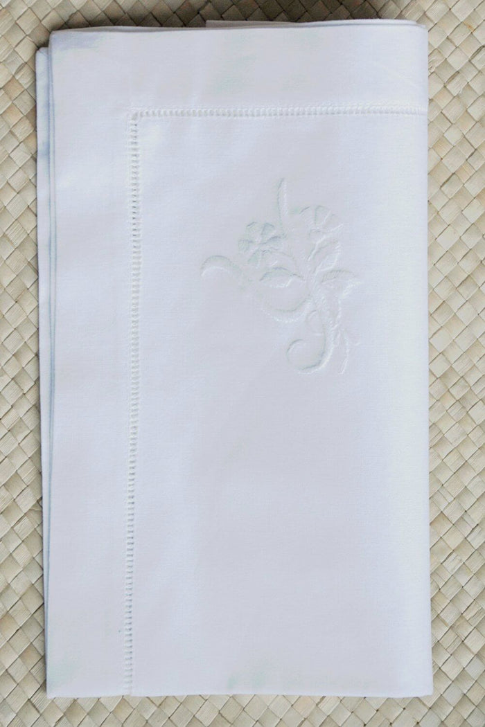 handgestickte Monogramm Stoffserviette Baumwolle weiß mit Buchstabe Y