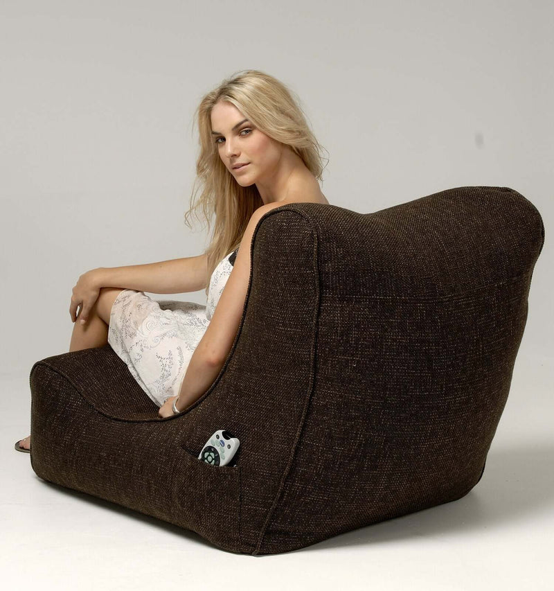 Lounge Sitzsack für den Innenbereich aus Möbelstoff in der Farbe braun