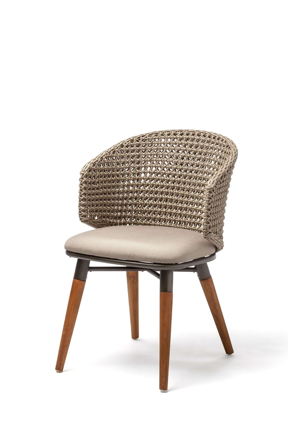 Armlehn Stuhl outdoor Alma Teak/ Metall mit Rücken Bandgeflecht