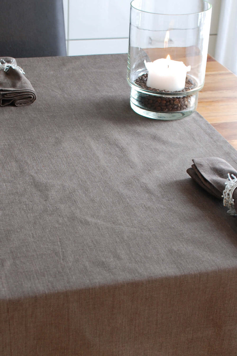 Tischlaeufer braun 50x150cm Baumwolle mit Saum