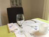 Tischläufer aus Halbleinen mit handgestickten Lavendelzweigen und Hohlsaum