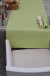 Tischläufer Kampen aus Leinen mit Maschinensaum in der Farbe limettengrün